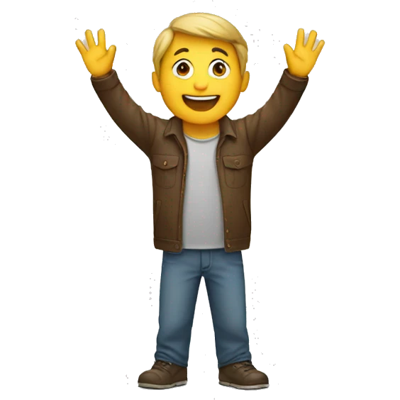 A man raises his hands and is happy  emoji