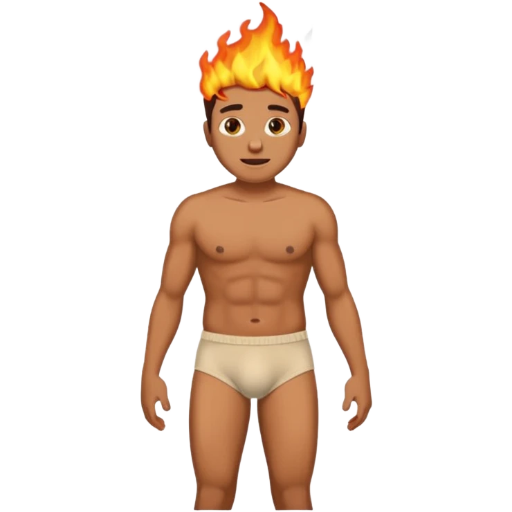 Man on fire in his underwear emoji