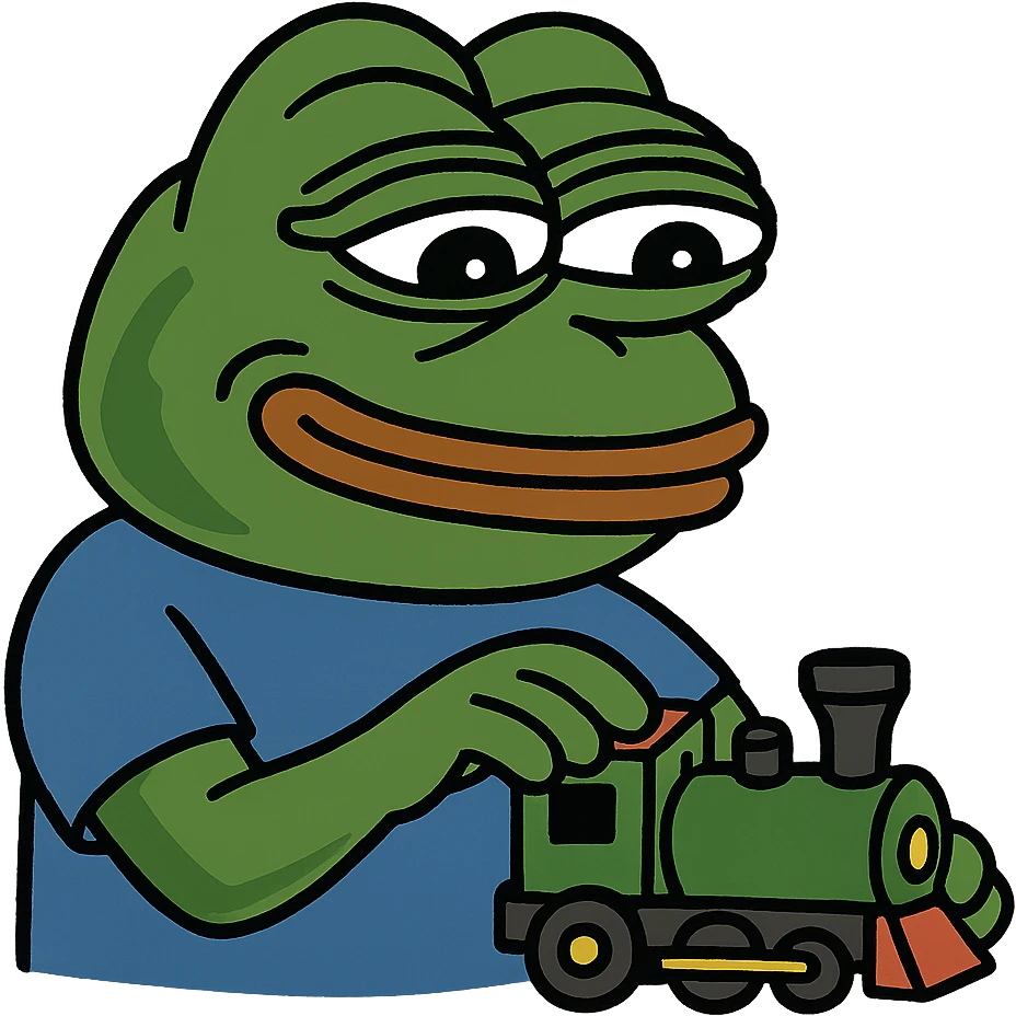 pepe playing with train emoji