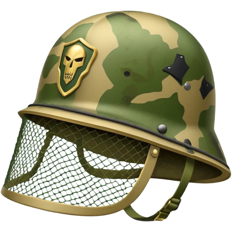 Military helmet with camouflage netting
 emoji