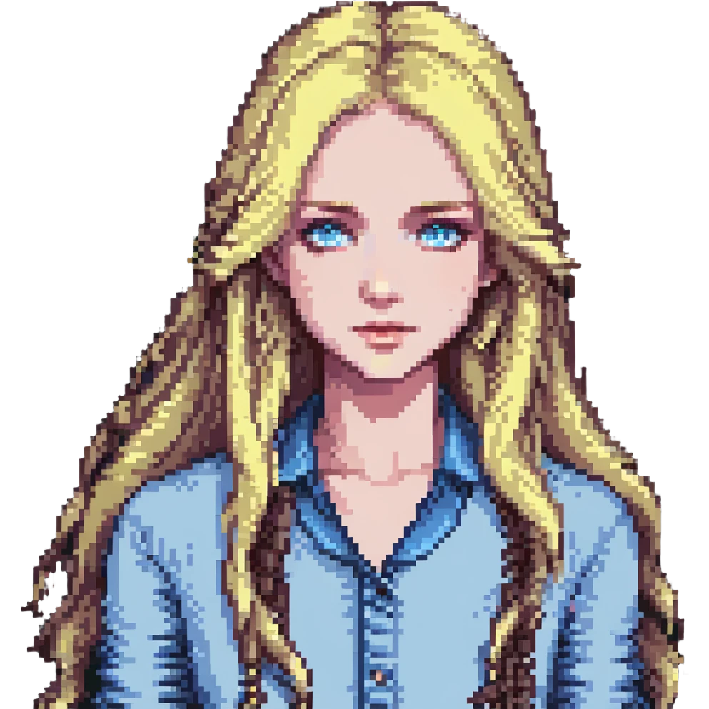 beautiful blond girl with long hair and blue eyes emoji