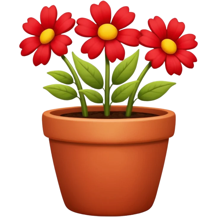 flower pot with red flowers emoji