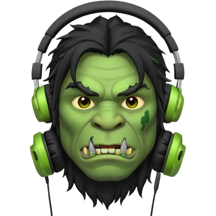 long haired ork with headphones emoji