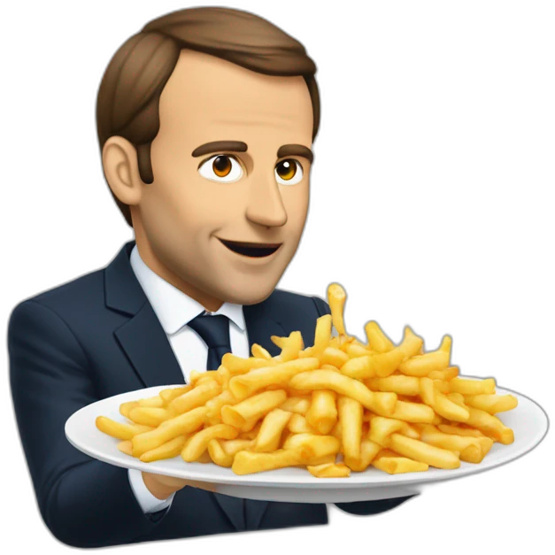 Macron qui mange une poutine  emoji