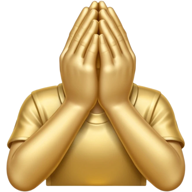 Emoji-style praying metallic hands, realistic proportions, clean outlines emoji