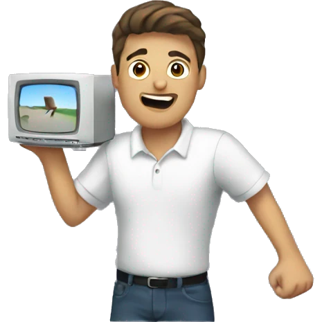 A man throwing TV emoji