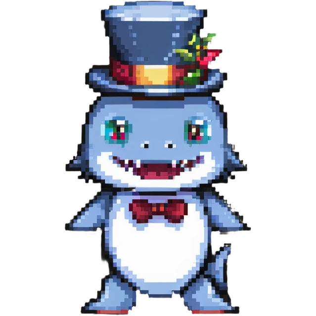 shark wearing a top hat emoji