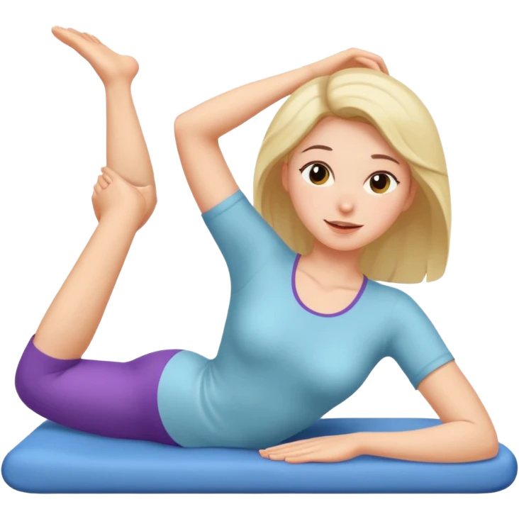 Woman stretching after waking up emoji