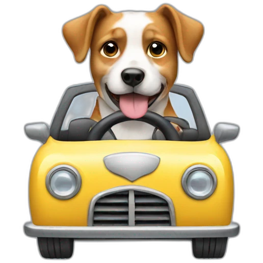A DOG driving a car emoji
