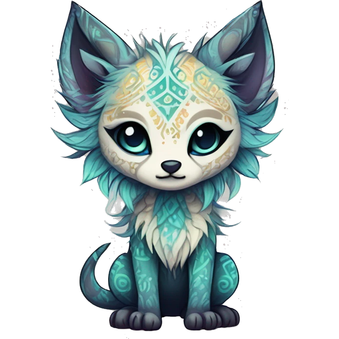 cute Kawaii edgy ethereal shy epic fantasy animal fursona Fionbri creature by griffsnuff & LiLaiRa & Falvie with exotic colors with intricate patterns full body emoji