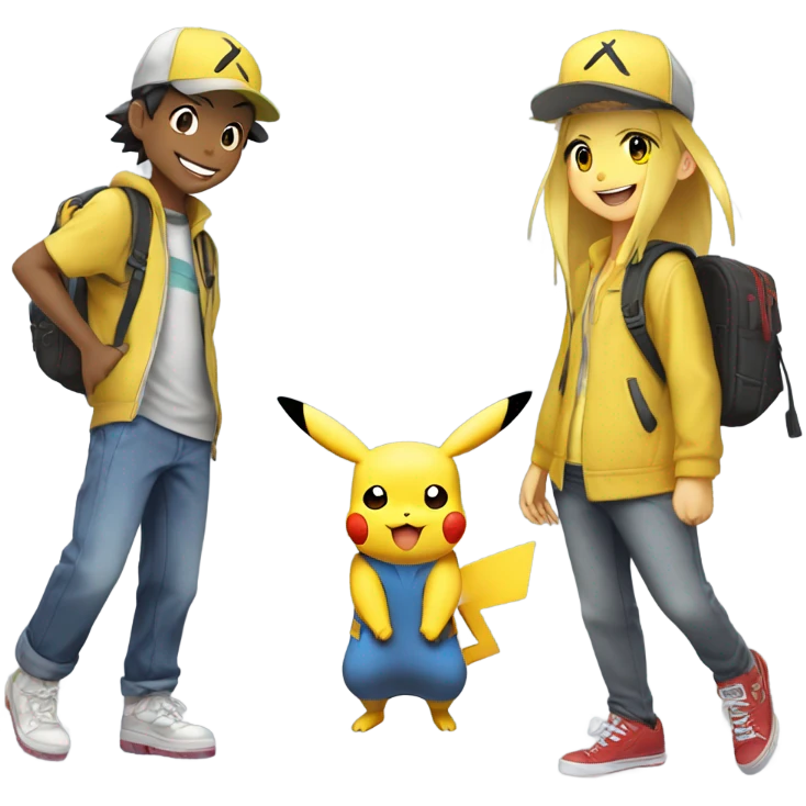 Pikatchua and Ash from pokemon  emoji