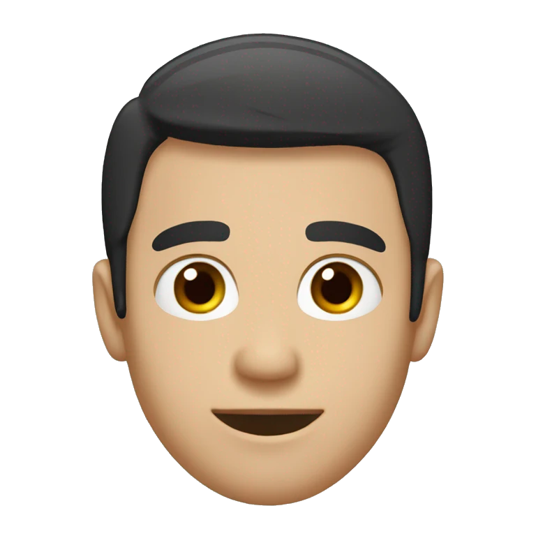 guy, short black hair, brown eyes, adult, no mustache, no beard, shoulder-length emoji