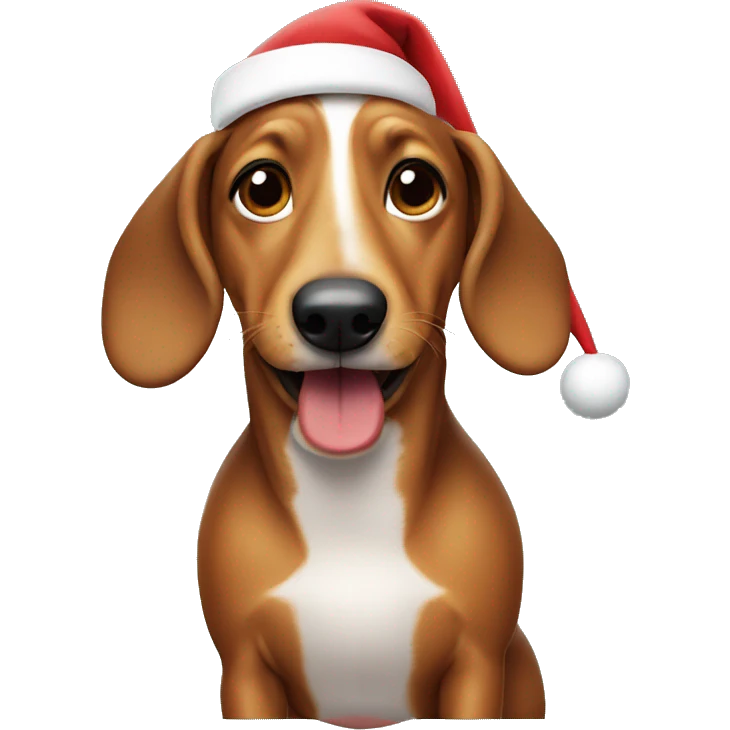 A wiener dog wearing a Santa hat  emoji