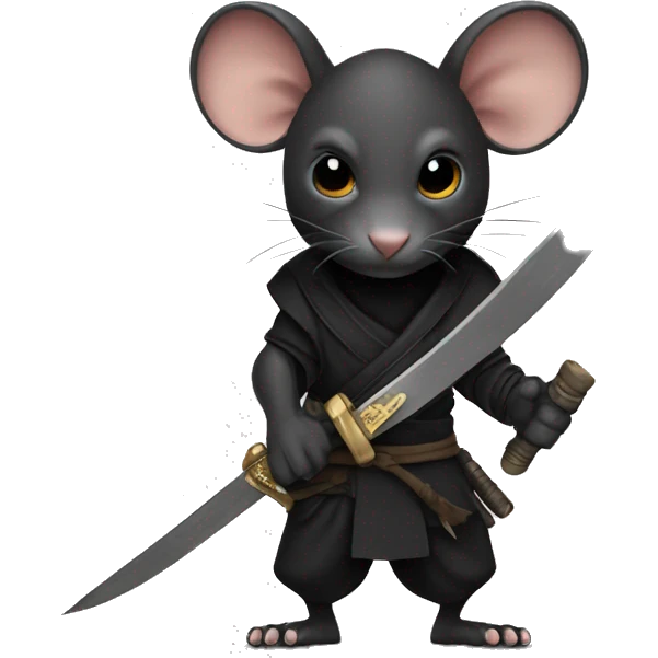 Black skin ninja rat holding a dagger emoji