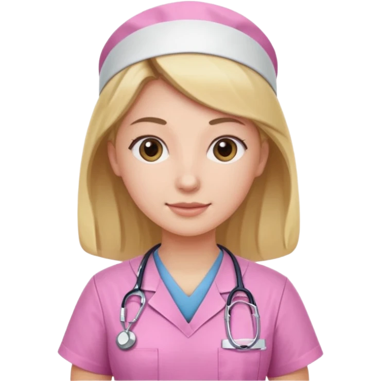 Nurse wearing pink emoji