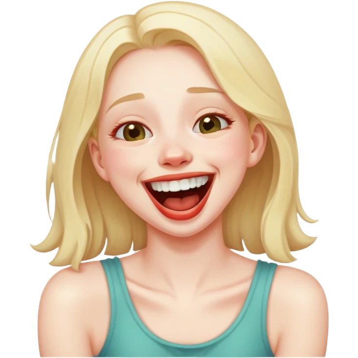 Girl choking herself as a joke emoji