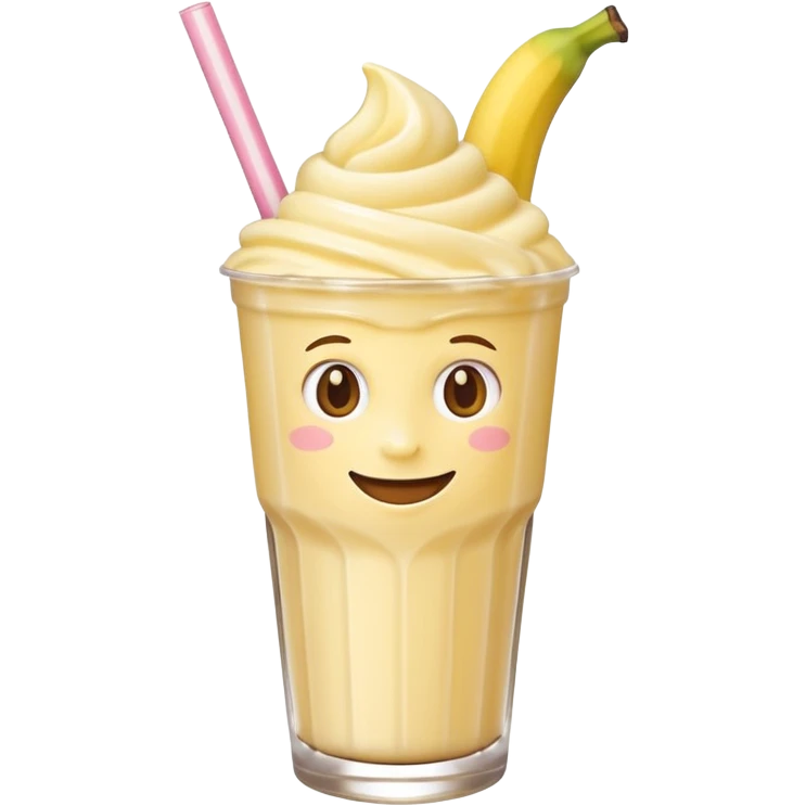 milkshake with a face, banana emoji