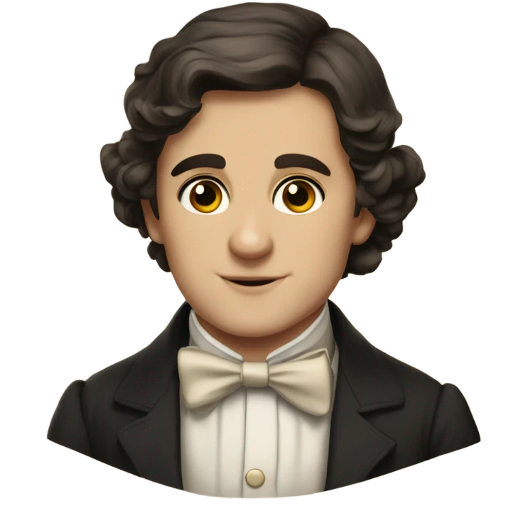19th century brunette European young man with a bow tie emoji
