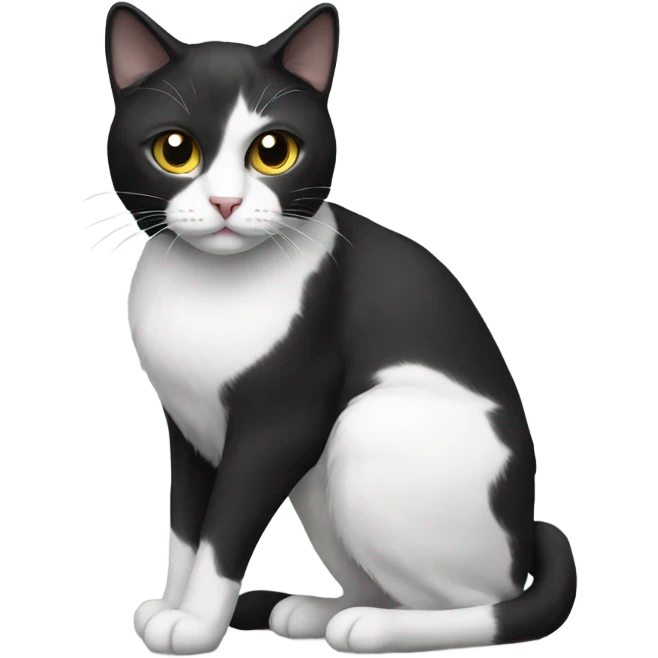 Black and white cat full body emoji