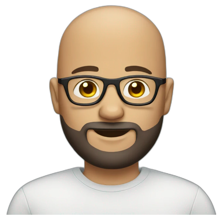 Bald with beard and glasses emoji