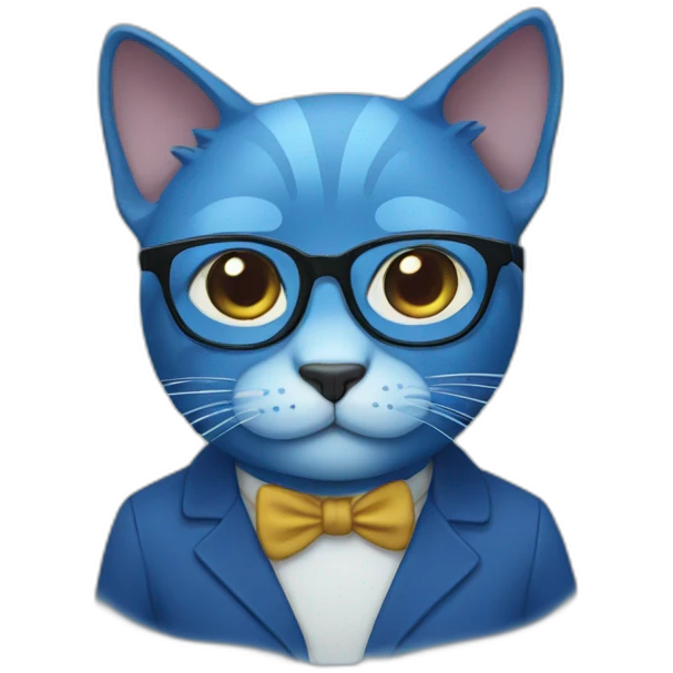Blue cat with glasses emoji