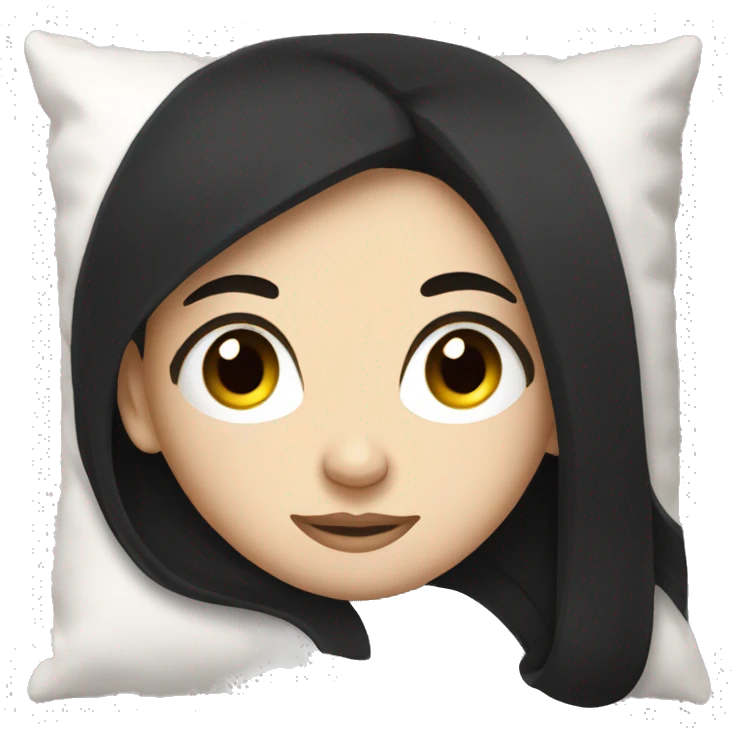white girl with straight black hair laying down on a pillow emoji