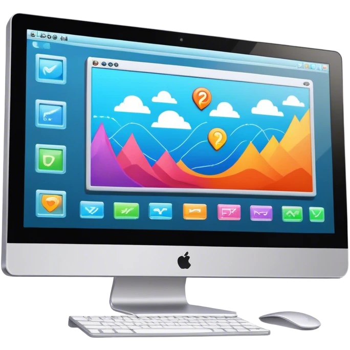 Create an emoji for animation and motion design. Show a computer monitor displaying moving cartoon creation process, with a timeline, keyframes, and motion effects. Use modern, vibrant colors. No emojis or smiley faces. Transparent background. emoji