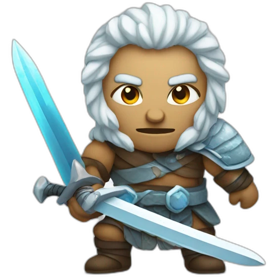 Warrior with sword with icy body emoji