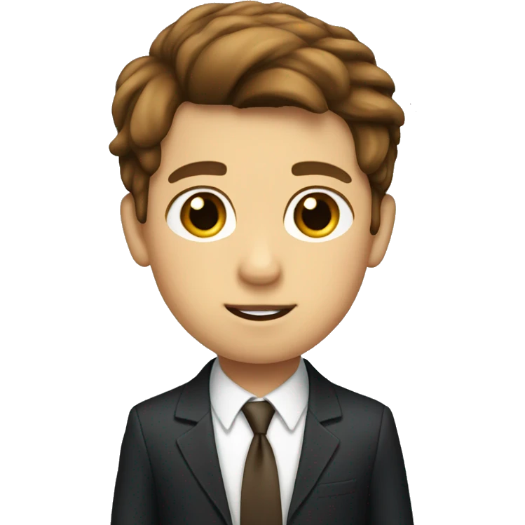 A boy with brown hair and a suit and tie emoji