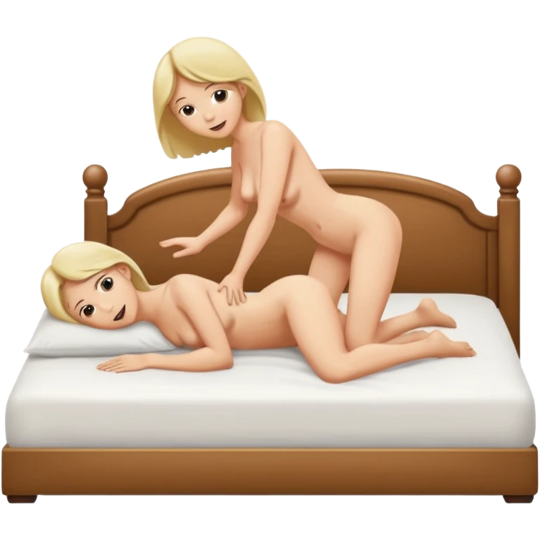 naked caucasian couple on bed doing doggystyle emoji