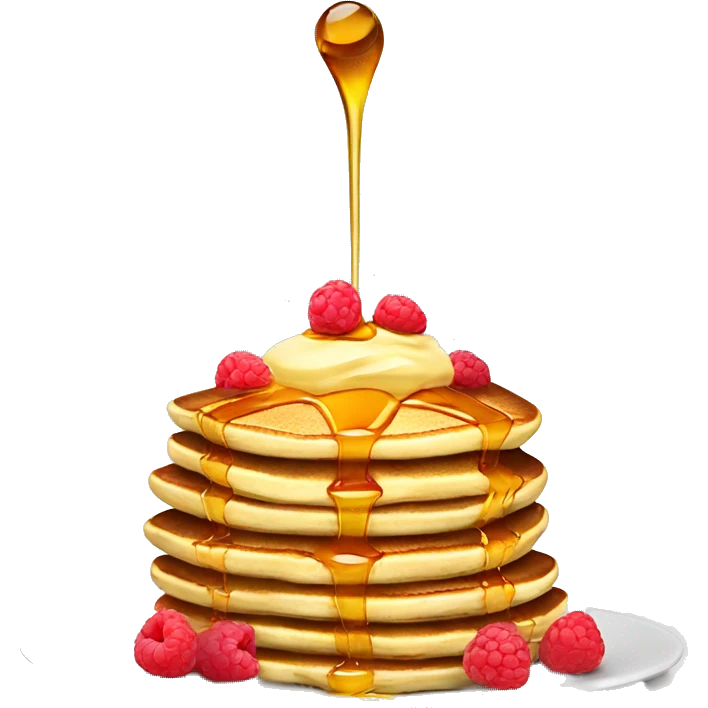 Delicious pancakes with honey and raspberries emoji