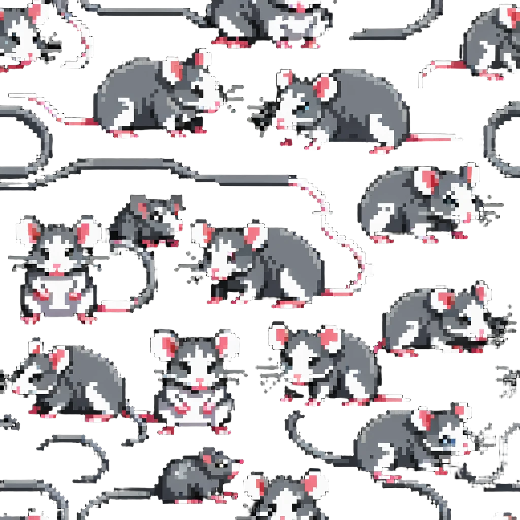group of rats with tangled tails pixel art emoji
