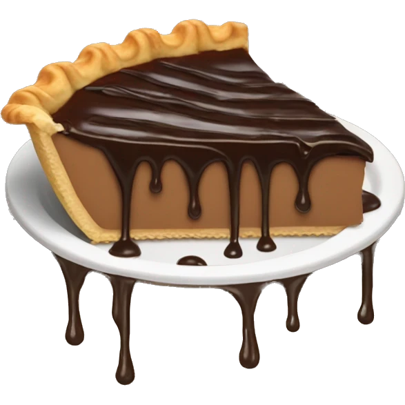 piece of pie drizzled in chocolate  emoji