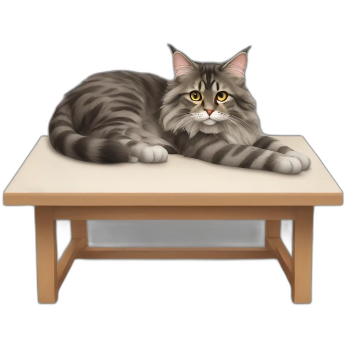 maincoon cat lying on a desk emoji