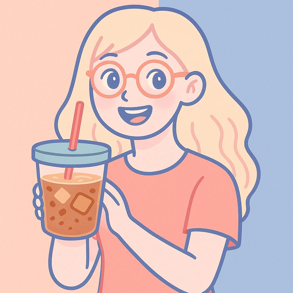 Make her cuter and more aesthetic with soft features, big sparkling eyes, gentle smile, and pastel accents. Keep the vibrant illustration style. emoji