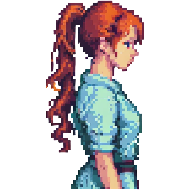 ponytail silhouette, minimalist pixel art style emoji