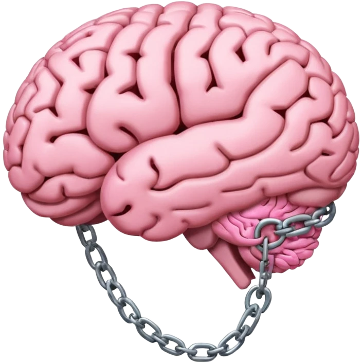 pink brain, chained up, side view emoji
