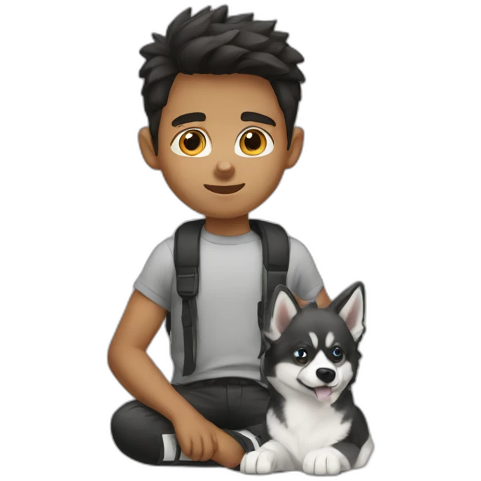 a-boy-accompanied-by-pomsky-black-white emoji