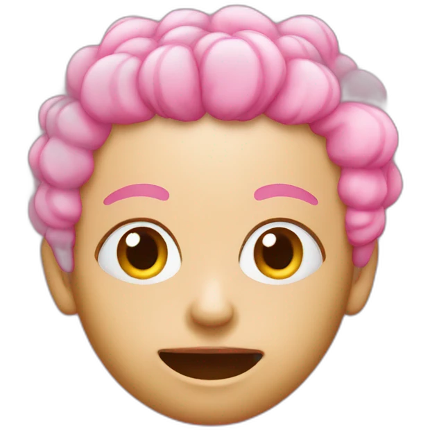 Pink bobble with x eyes and no hair emoji