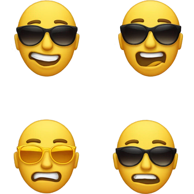 circle yellow emoji wearing Sunglasses raising one of his eye brow "Like the rock" and mewing "Sucking his mouth cheeks in" emoji