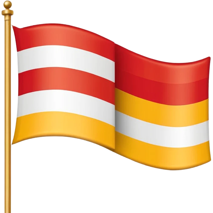 Red, white, and golden yellow horizontally sequenced tricolour flag inspired by the flag of Italy emoji