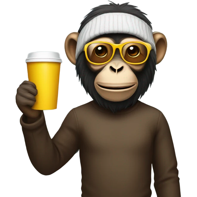 monkey wearing a ski mask holding a double cup emoji