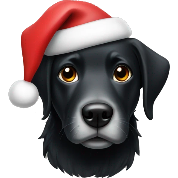 Black dog with Christmas hat emoji