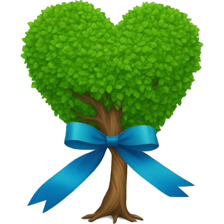Heart shaped tree + blue ribbon emoji