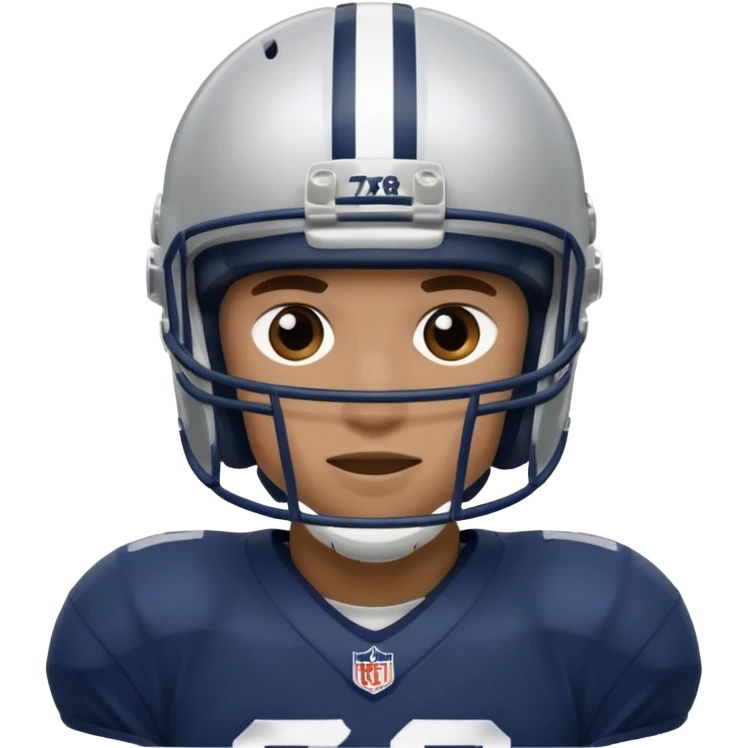 football player wearing white, silver, navy blue colors, and helmet should say 784 emoji