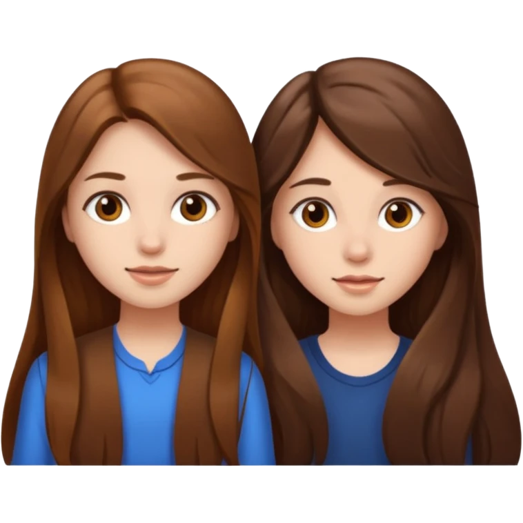 2 girls with long brown hair  emoji