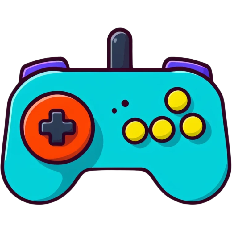 retro 80s joystick with neon colors emoji