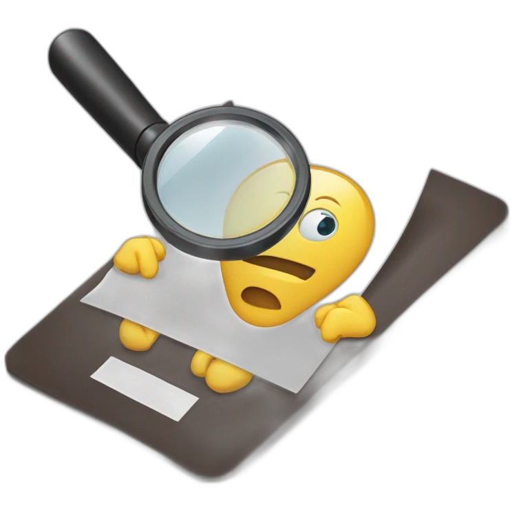 magnifying glass hovering over drivers license emoji