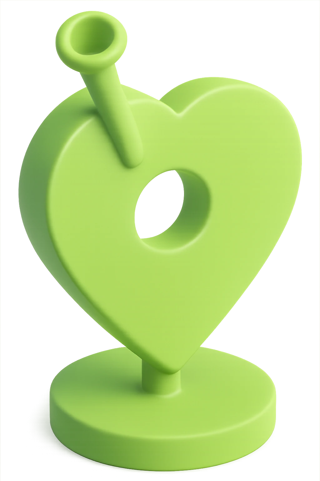 Add a stand to the bottom of the light green 3D location pin with a hole in the middle, keeping the style consistent and the background transparent. emoji
