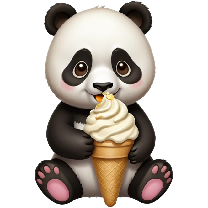 Panda eating ice cream emoji